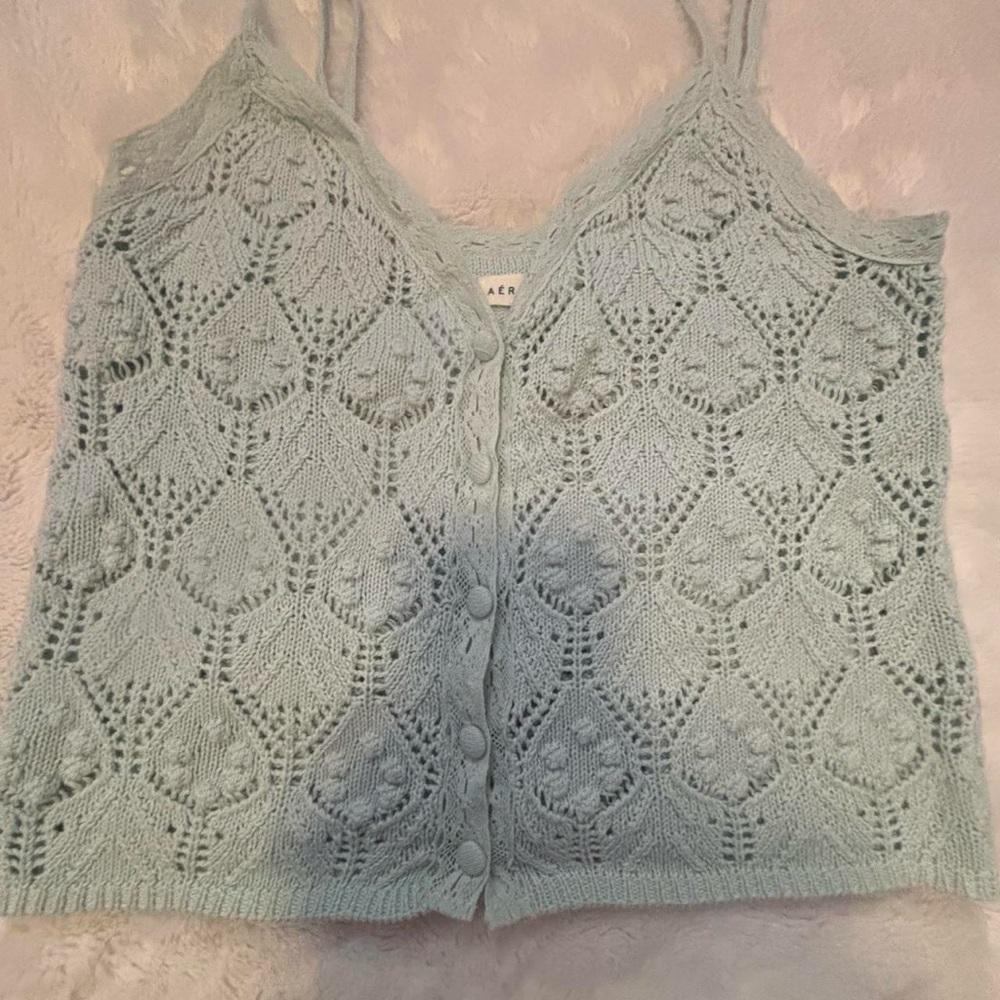 Aeropostale Light Blue Lace Knit Camisole